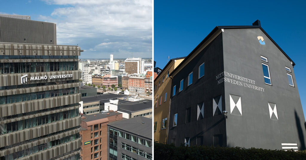 två ihopklippta bilder på byggnader