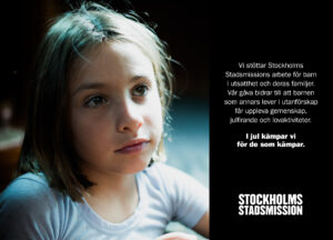 Bild från Stockholms Stadsmission en sorglig flicka med mörk bakgrund